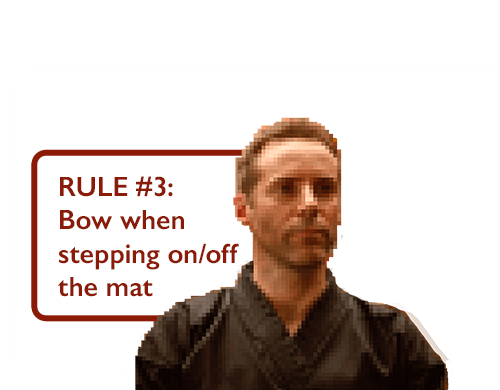 RULE #3: Bow when stepping on/off the mat